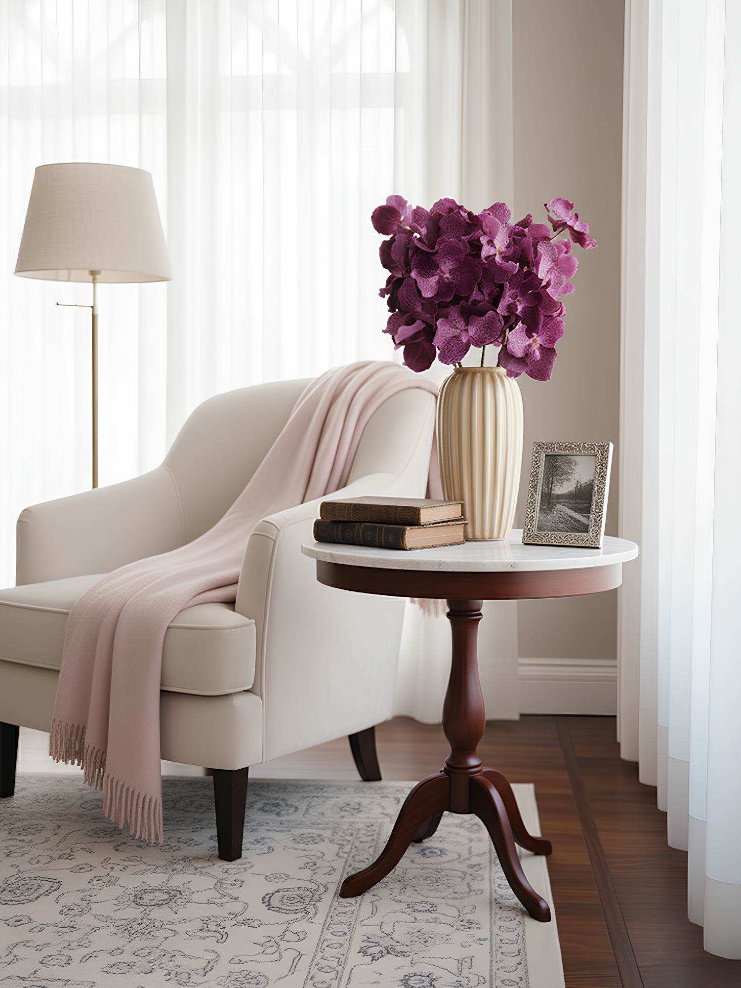 Orquídea Vanda Amaranton de 24" con tacto real - Morada