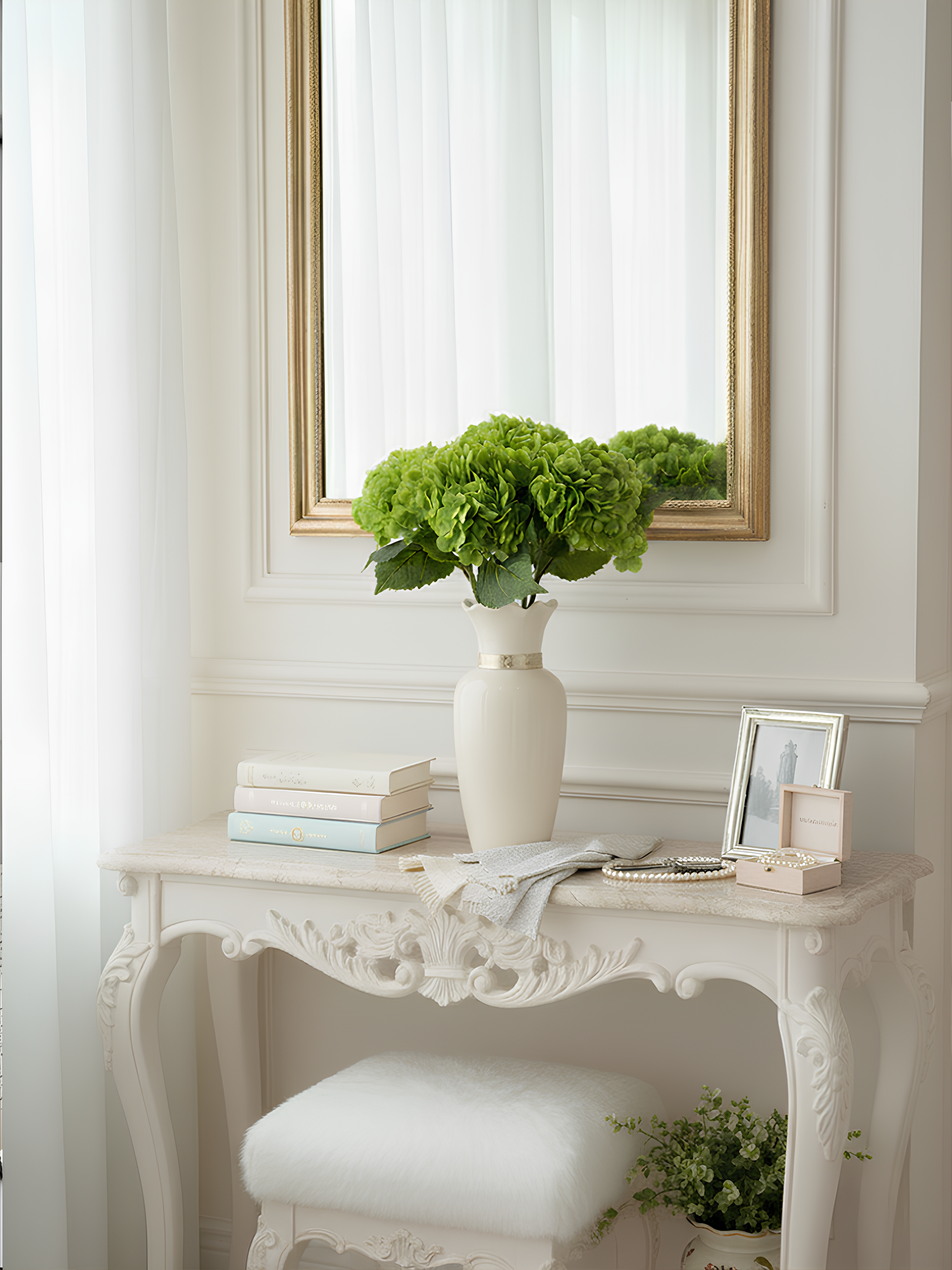 Hortensia Amaranton de 21" con tacto real - Verde