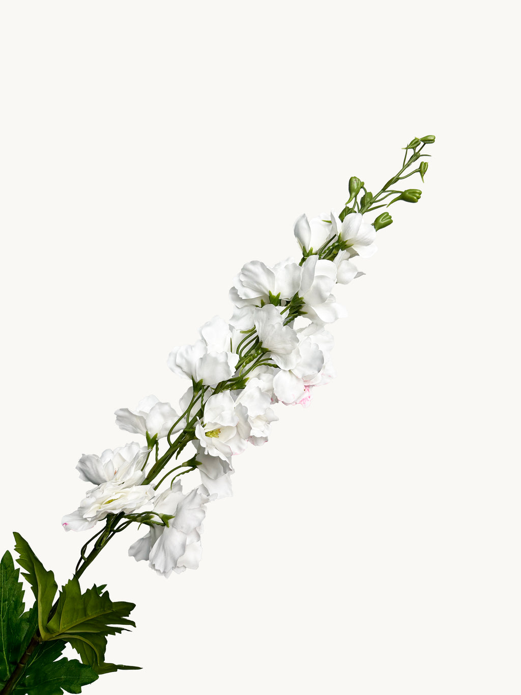 Amaranton 35" Real Touch Silk Double Petal Long Delphinium - White