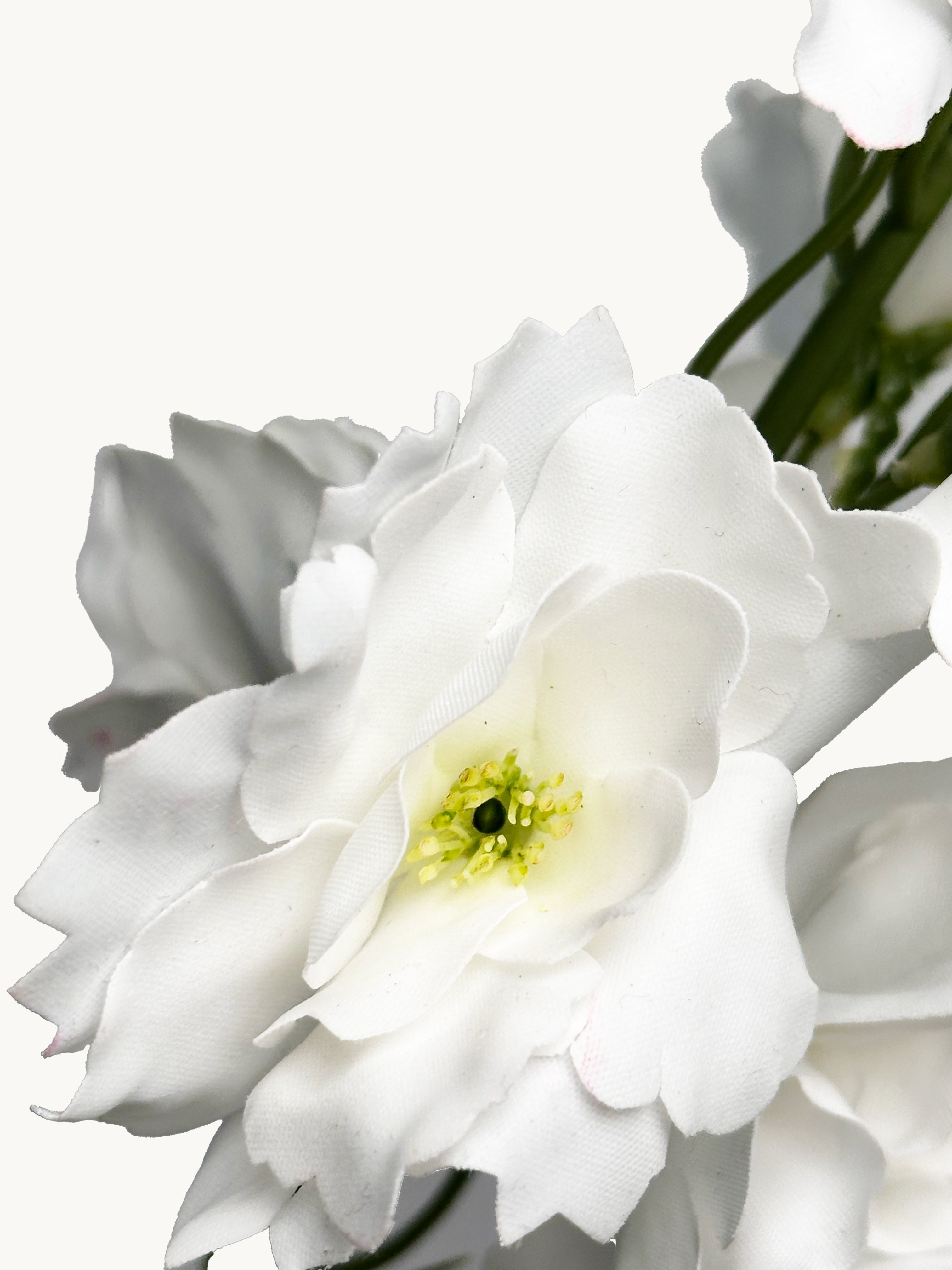 Amaranton 35" Real Touch Silk Double Petal Long Delphinium - White