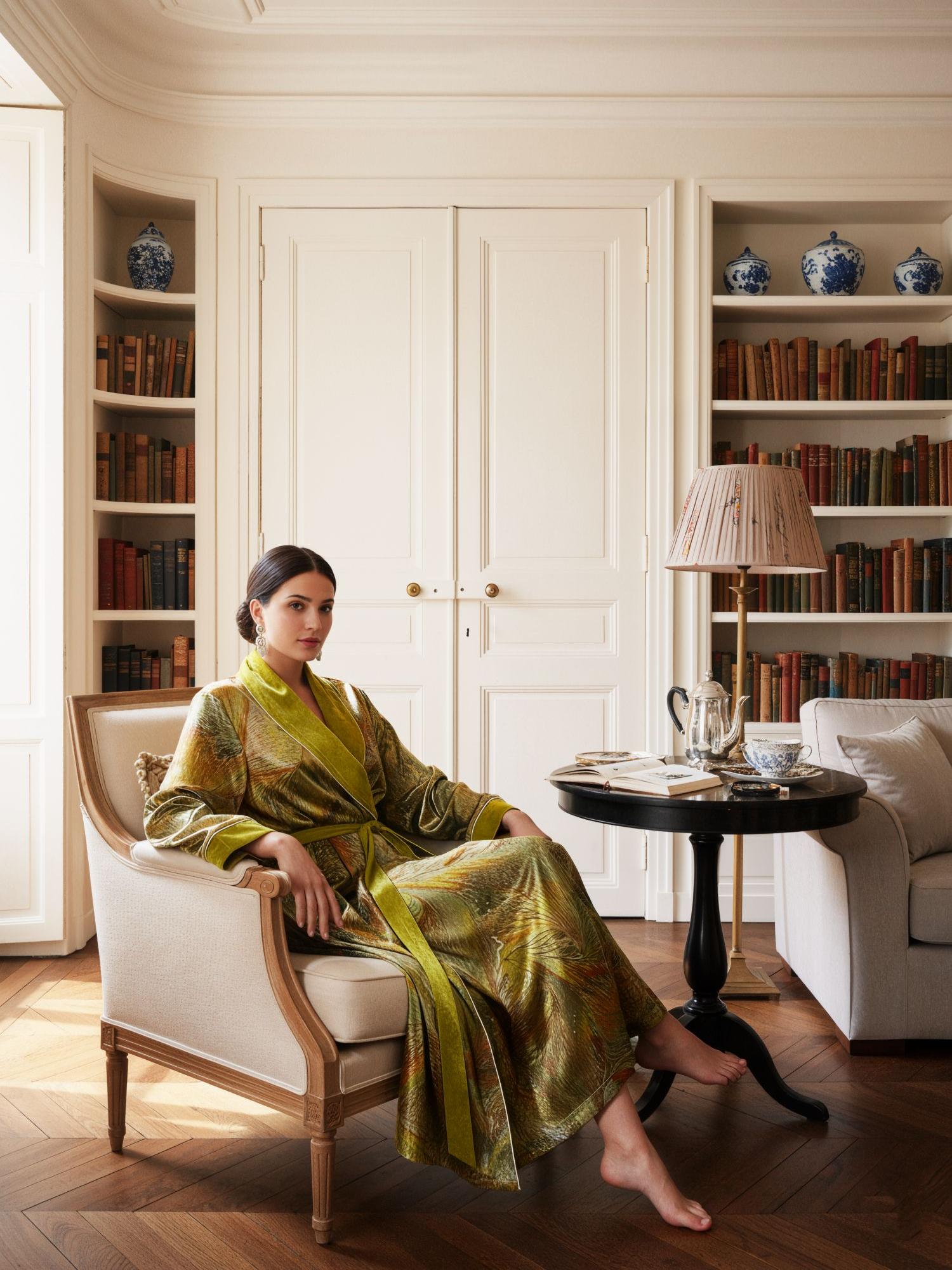 Luxury Floral™ | Velvet Long Robe Morning Loungewear