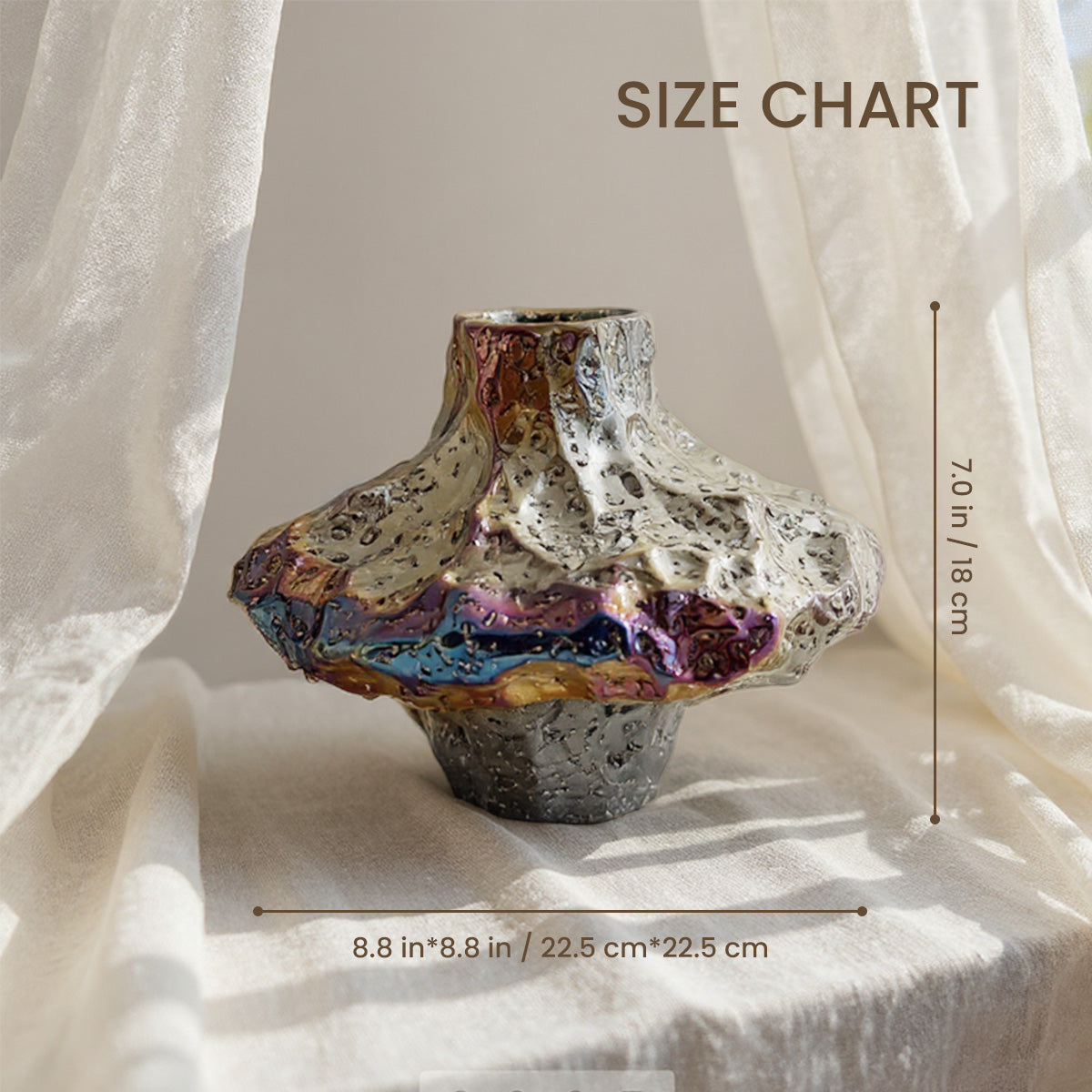 Artisanal Metallic Geode Vase - Colorful Stoneware