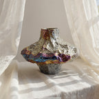 Artisanal Metallic Geode Vase - Colorful Stoneware
