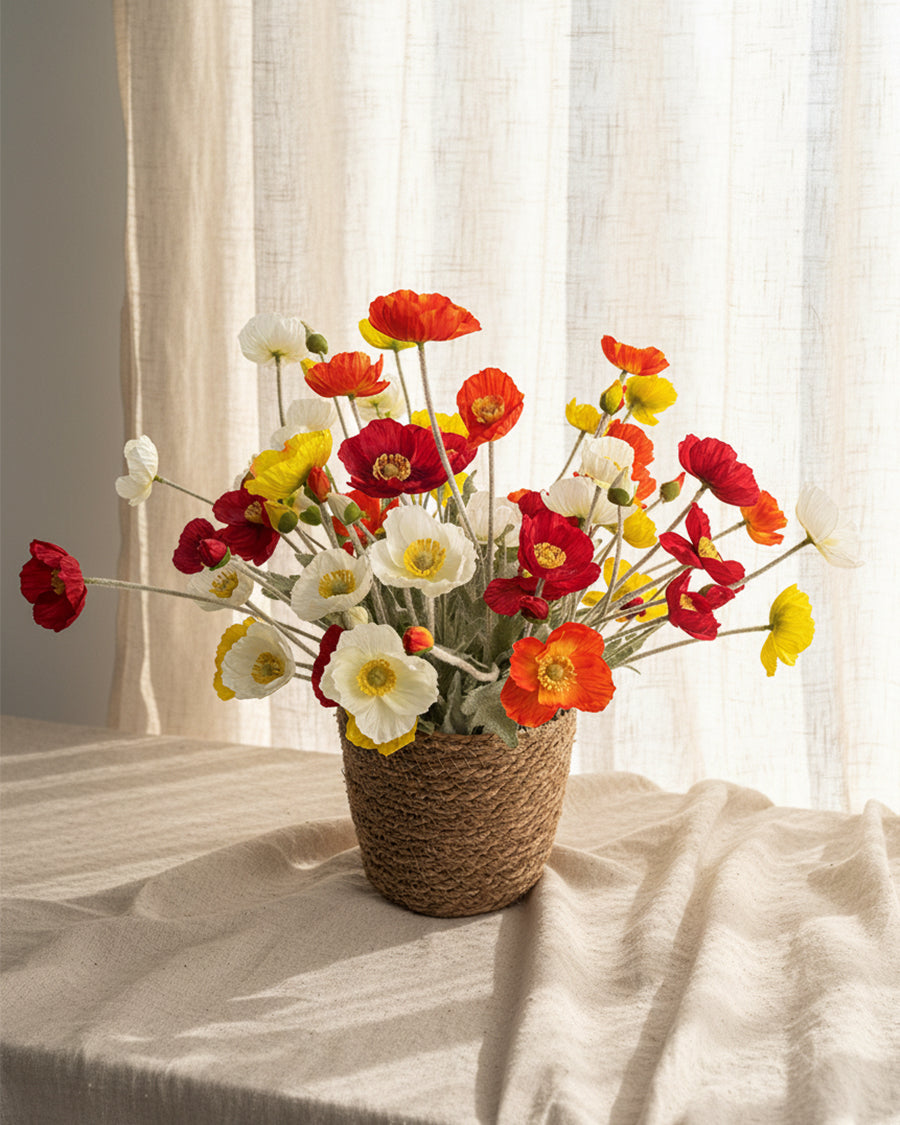 32 Blooms Flowers Arrangement Home Décor Bouquet with Basket
