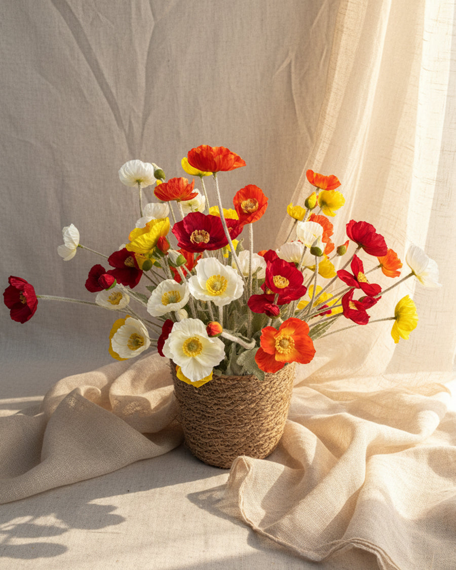 32 Blooms Flowers Arrangement Home Décor Bouquet with Basket