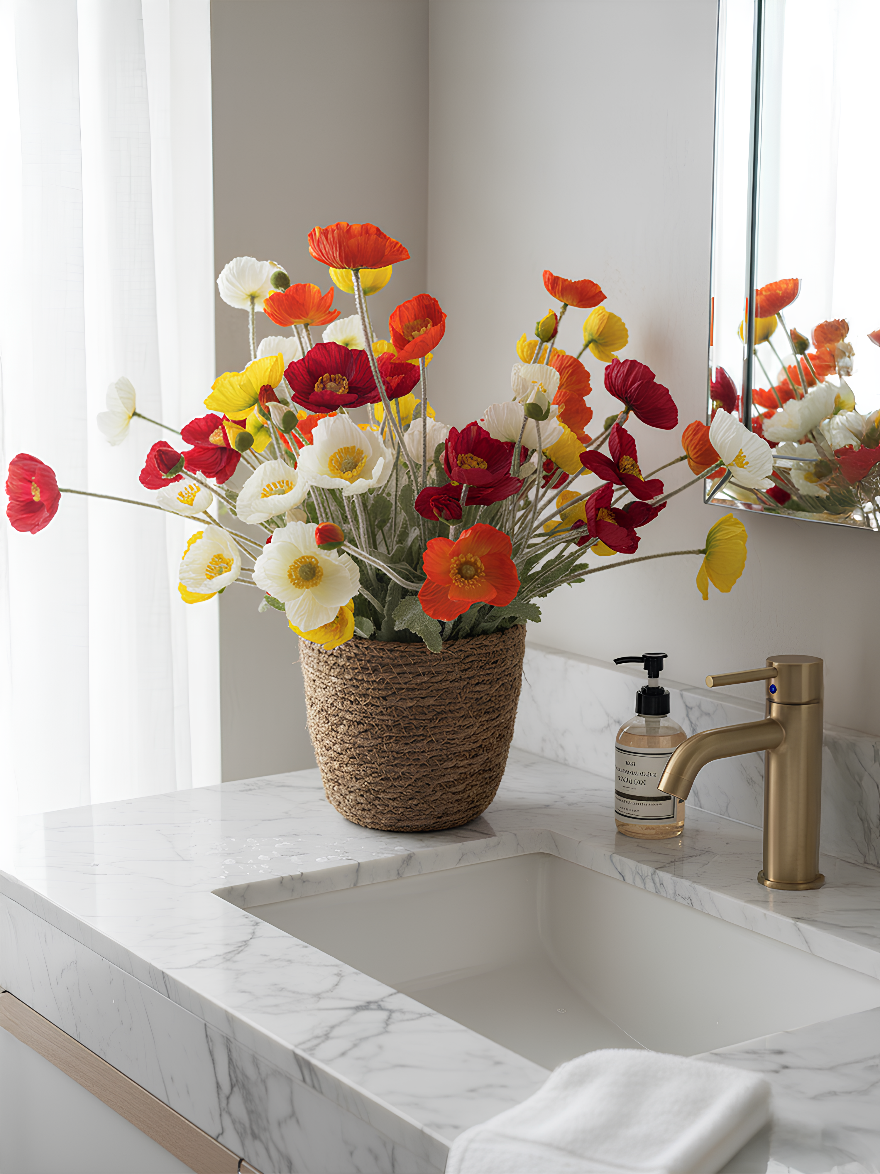32 Blooms Flowers Arrangement Home Décor Bouquet with Basket