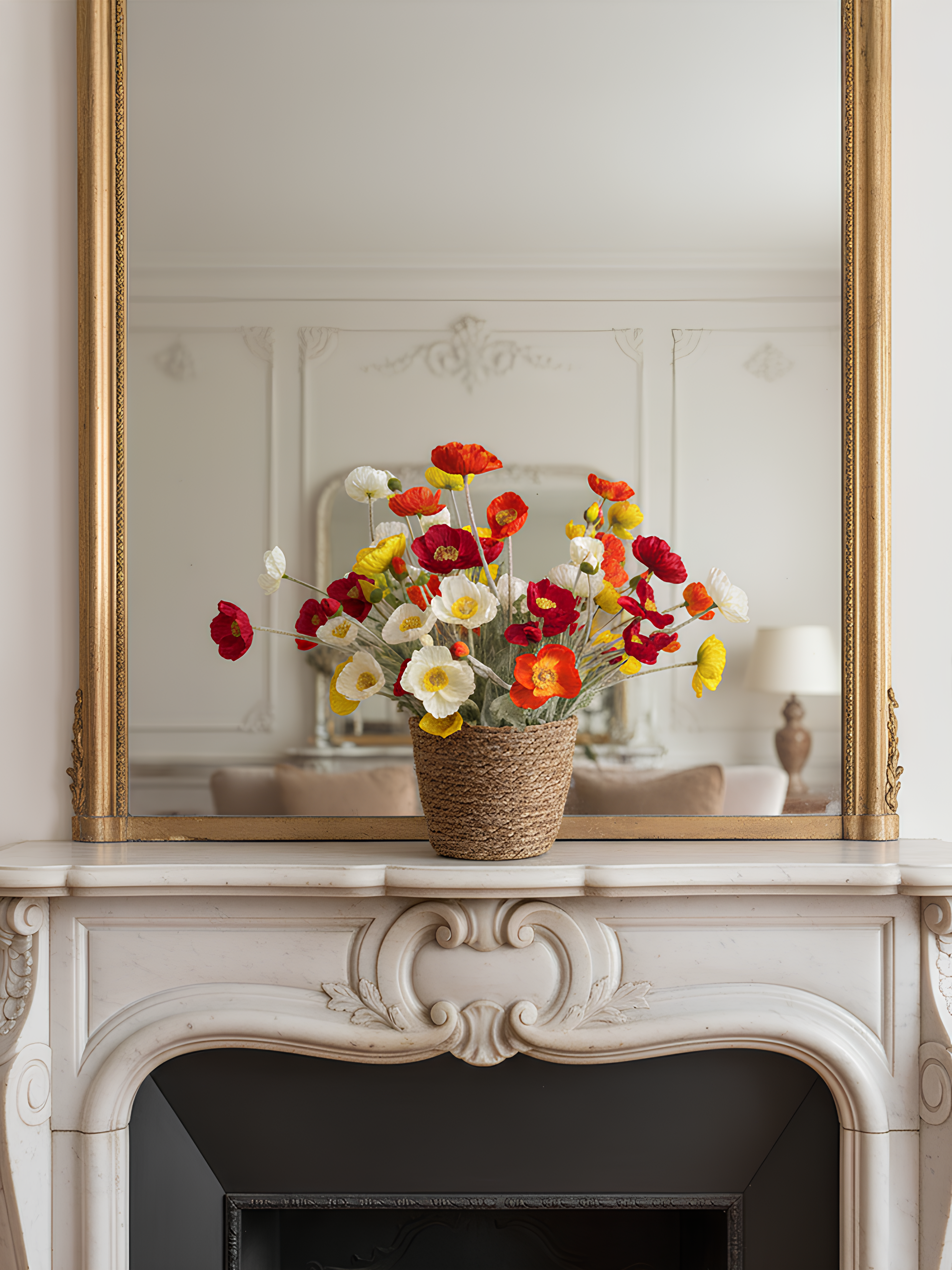 32 Blooms Flowers Arrangement Home Décor Bouquet with Basket