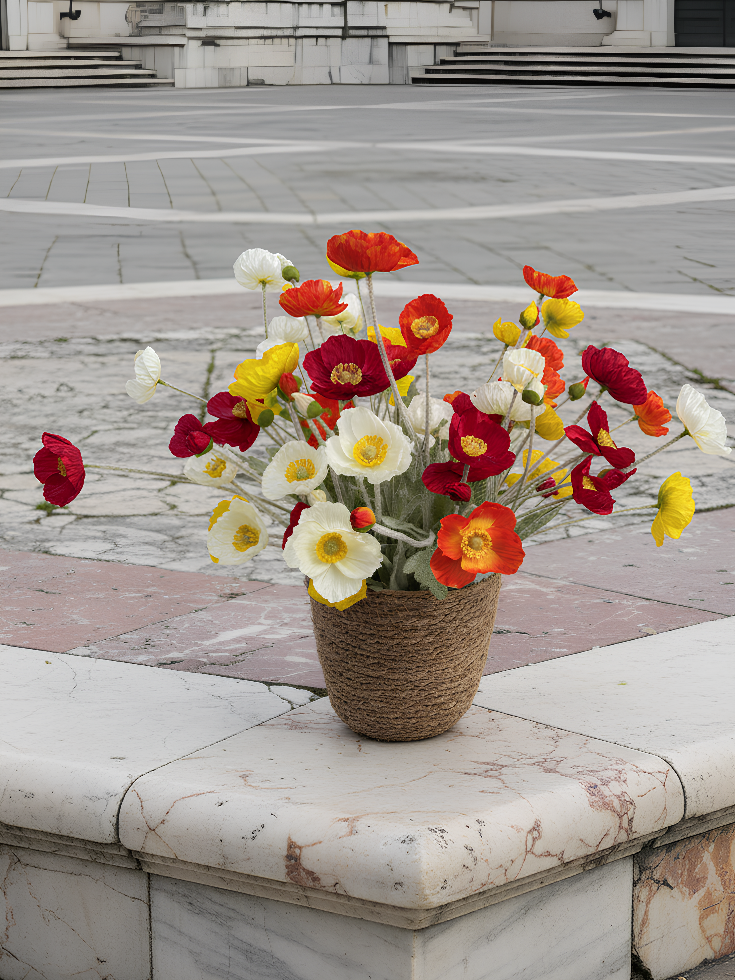 32 Blooms Flowers Arrangement Home Décor Bouquet with Basket