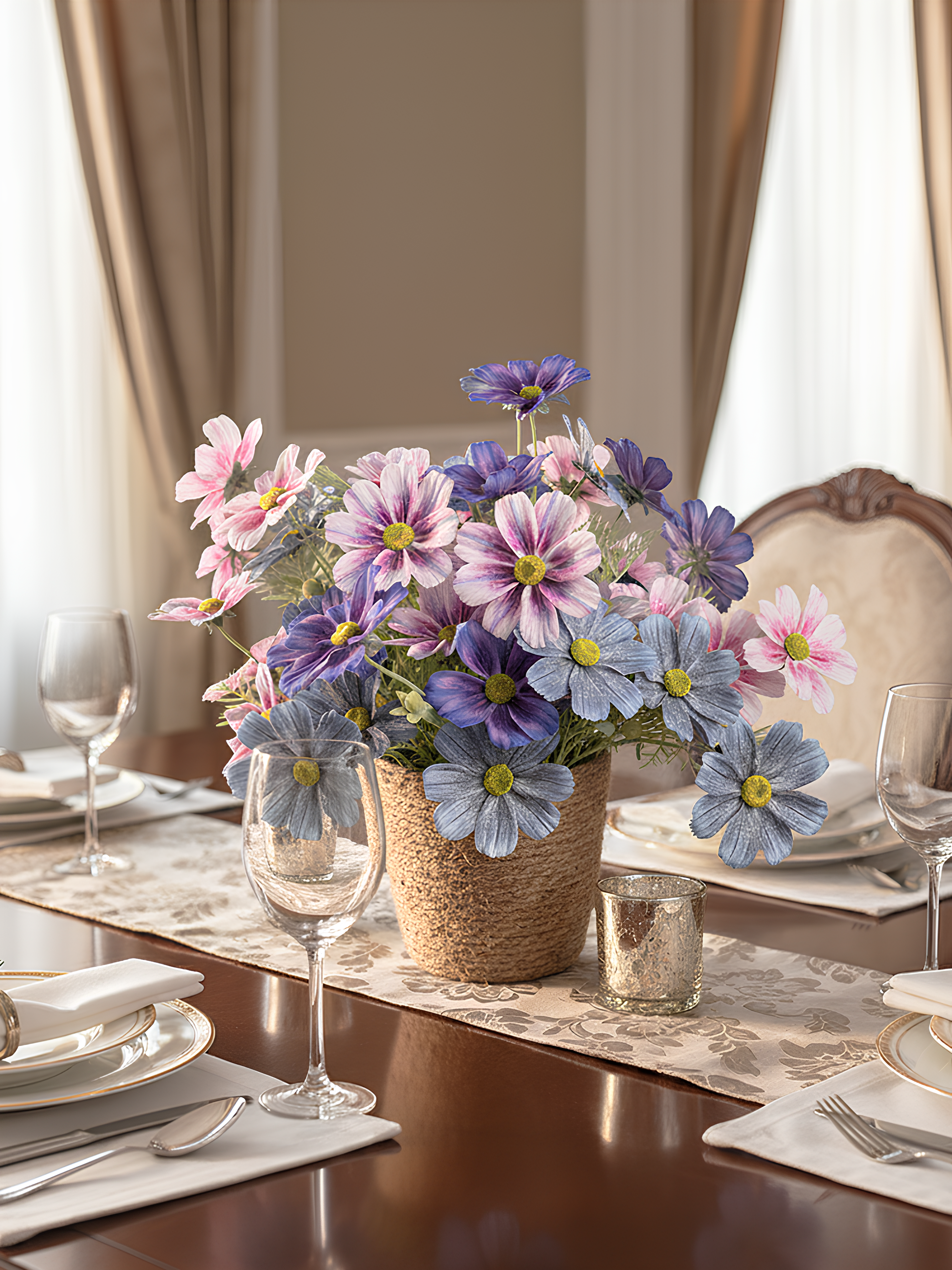 24 Blooms Cosmos Flower Arrangement with Basket
