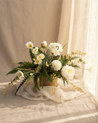 Elegant White Artificial Flower Arrangement with Basket