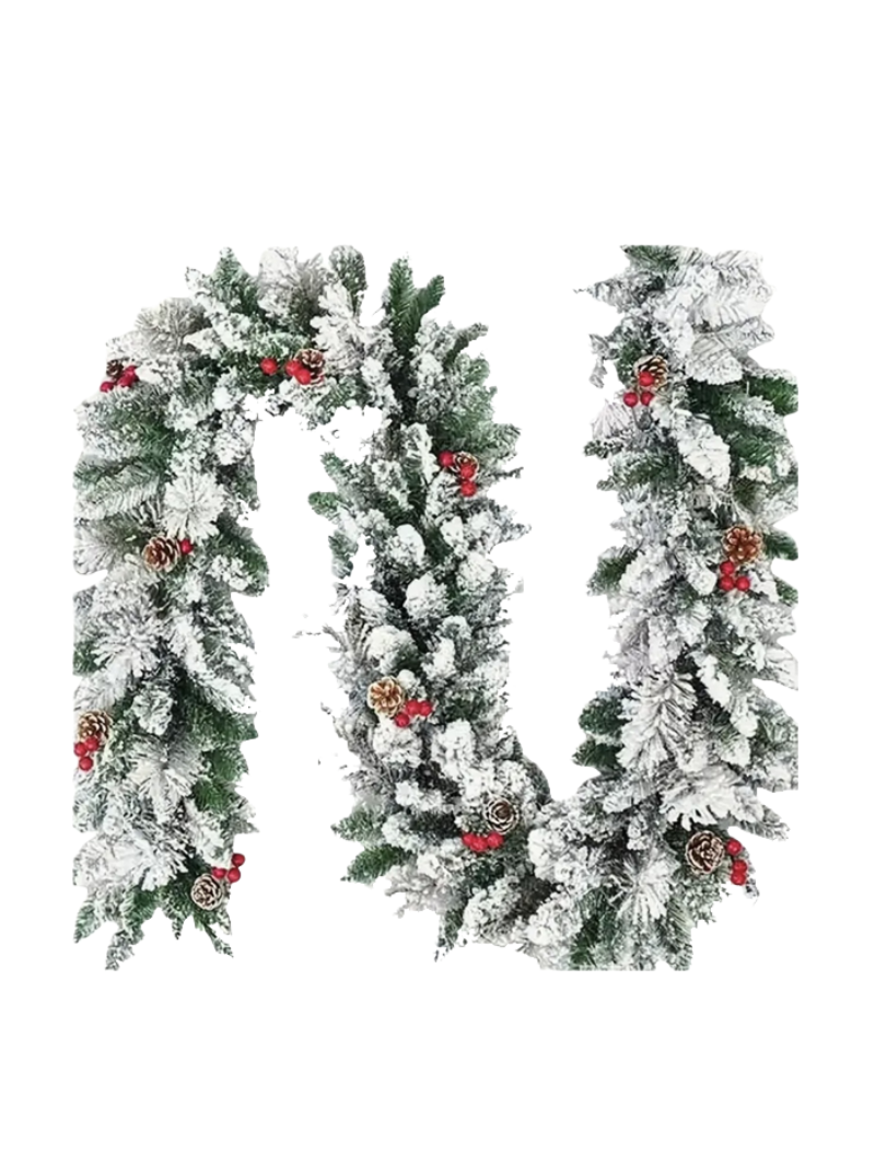 Amaranton™ White Frosted with Snow & Pinecones Garland - 79"